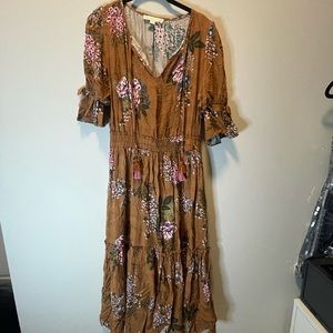 Mustard color floral dress